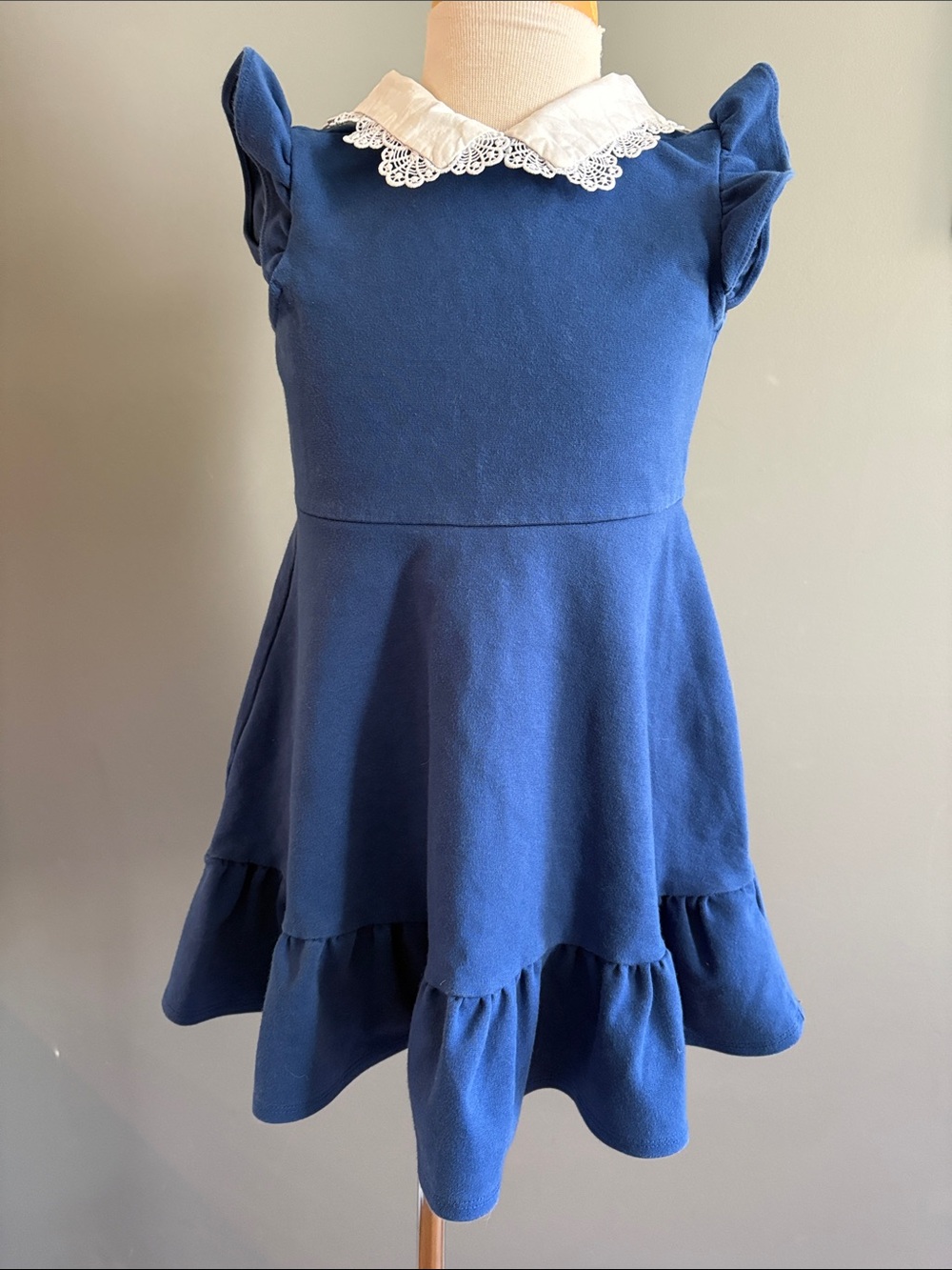 Janie and Jack Blue Dress with White Lace Collar